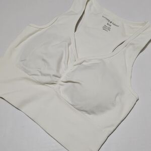 Harmony Balance Cream V-Neck Seamless Tank Sports Bra Crop Top Size M